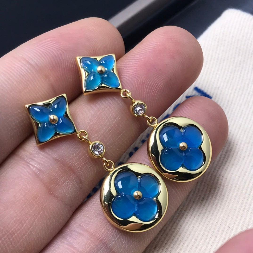 [LumiVibe]STAR AND SUN AGATE DIAMOND EARRINGS