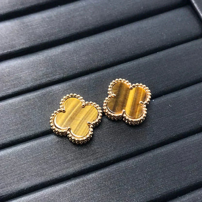 [LumiVibe]CLOVER MEDIUM 1 MOTIFS TIGER EYE EARRINGS