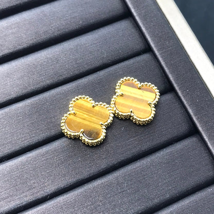 [LumiVibe]CLOVER MEDIUM 1 MOTIFS TIGER EYE EARRINGS