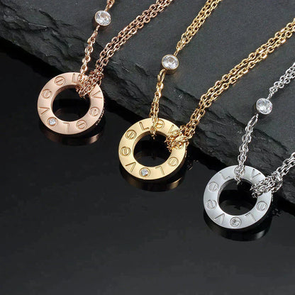 [LumiVibe]LOVE NECKLACE 16MM 2 DIAMONDS