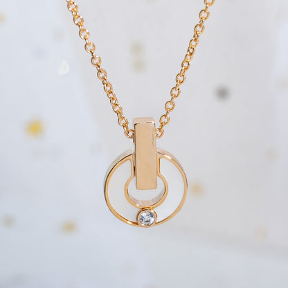 [LumiVibe]GARI NECKLACE PINK GOLD MOP