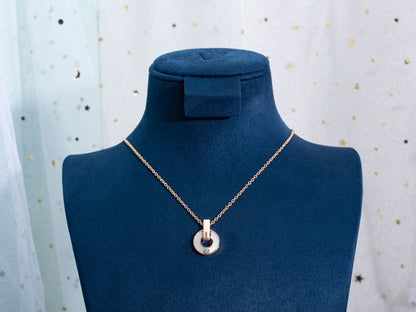 [LumiVibe]GARI NECKLACE PINK GOLD MOP