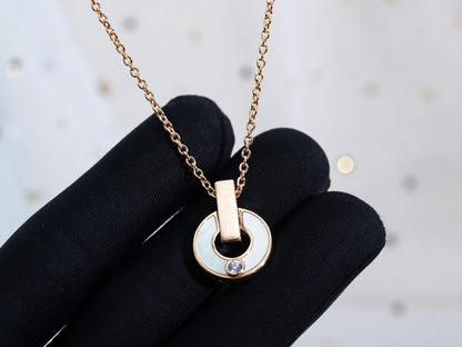 [LumiVibe]GARI NECKLACE PINK GOLD MOP