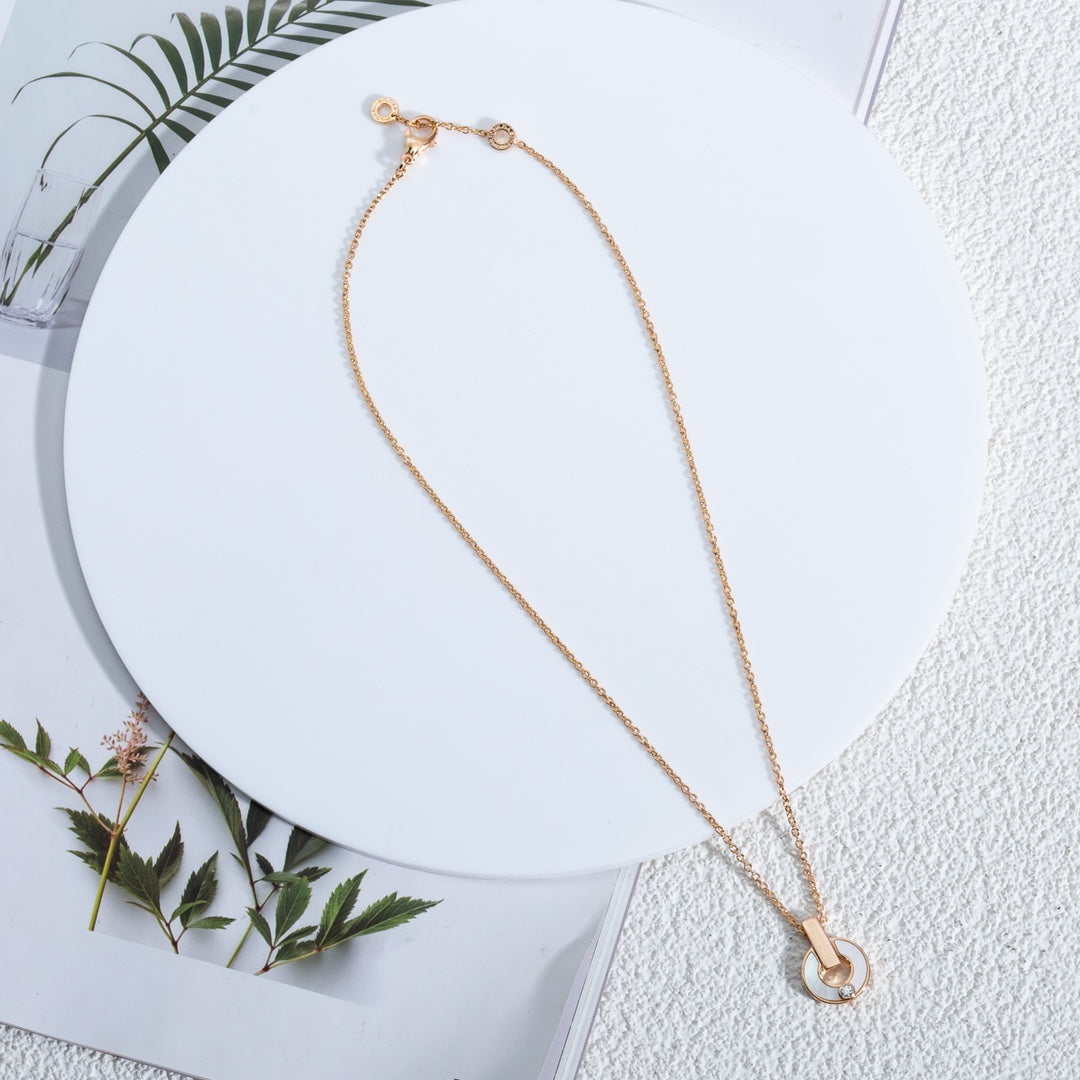 [LumiVibe]GARI NECKLACE PINK GOLD MOP