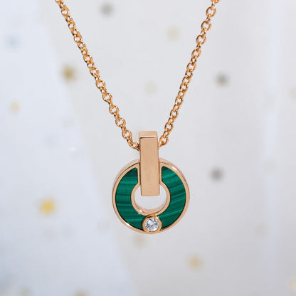 [LumiVibe]GARI NECKLACE PINK GOLD MALACHITE