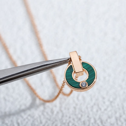[LumiVibe]GARI NECKLACE PINK GOLD MALACHITE