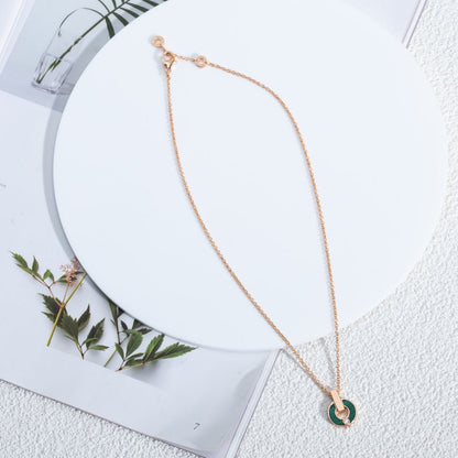 [LumiVibe]GARI NECKLACE PINK GOLD MALACHITE