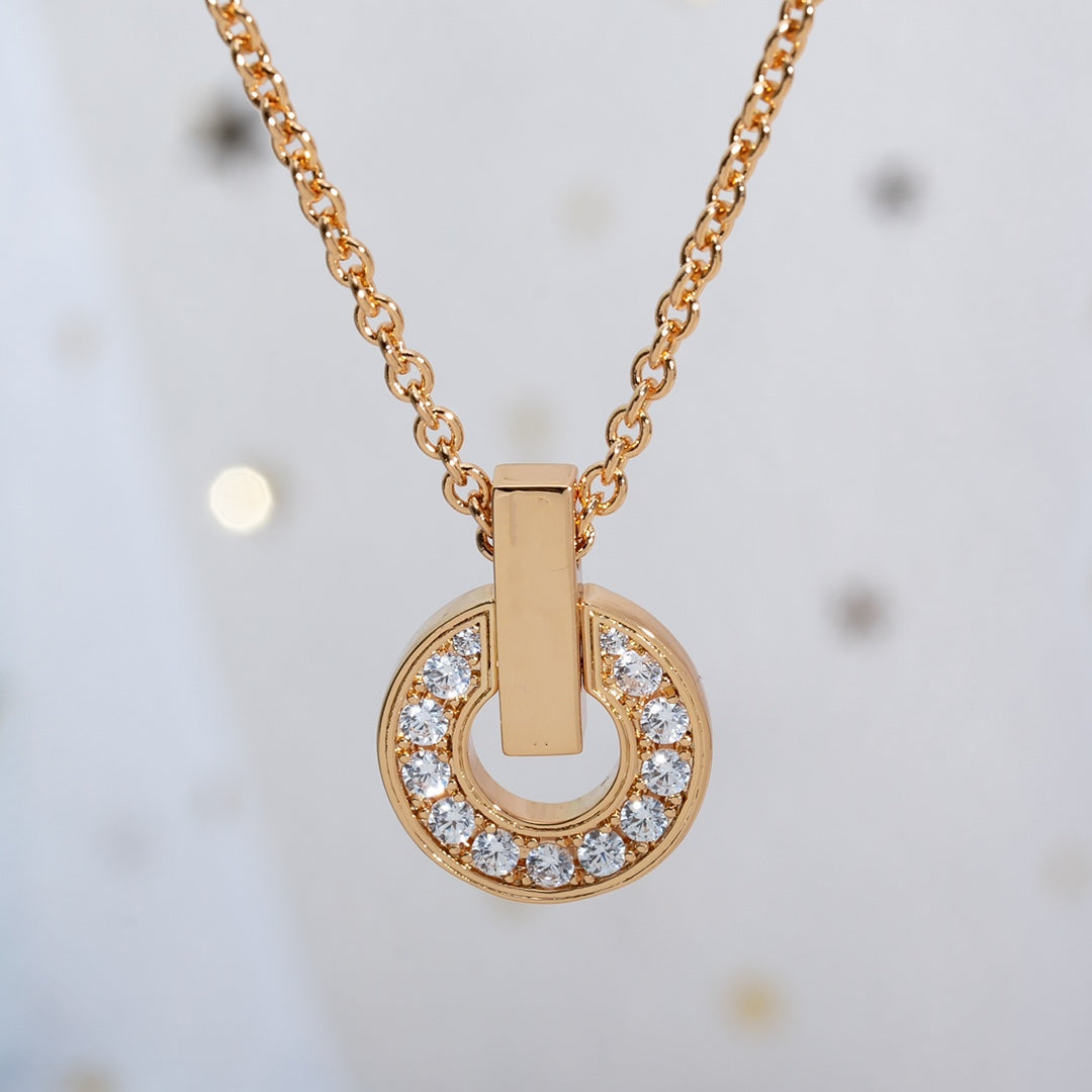 [LumiVibe]GARI NECKLACE PINK GOLD DIAMOND
