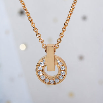 [LumiVibe]GARI NECKLACE PINK GOLD DIAMOND