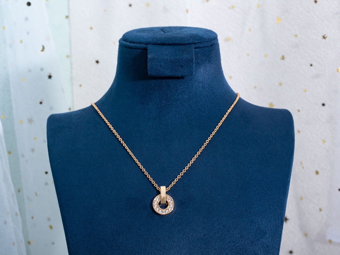 [LumiVibe]GARI NECKLACE PINK GOLD DIAMOND