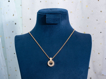 [LumiVibe]GARI NECKLACE PINK GOLD DIAMOND