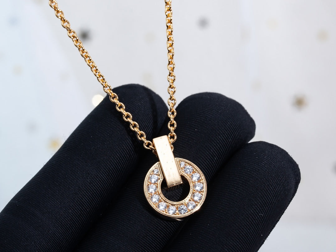 [LumiVibe]GARI NECKLACE PINK GOLD DIAMOND