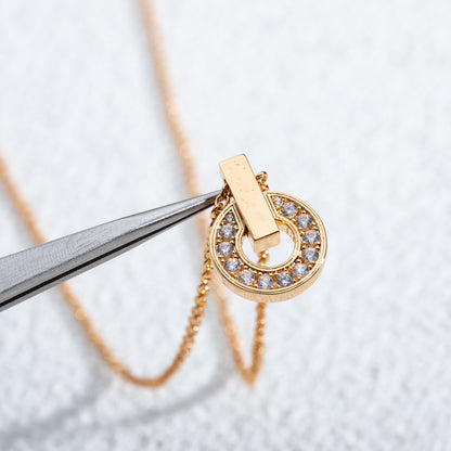 [LumiVibe]GARI NECKLACE PINK GOLD DIAMOND