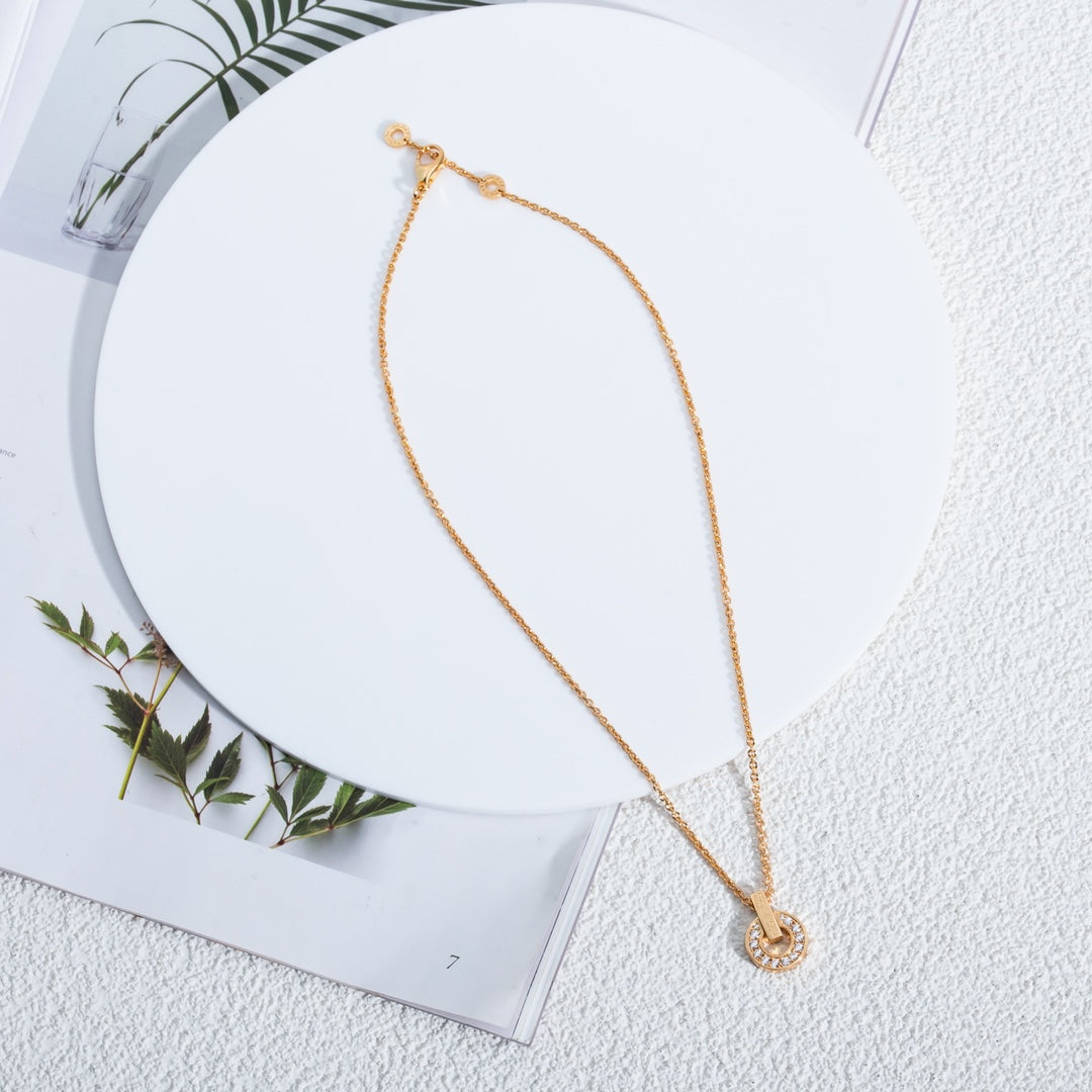 [LumiVibe]GARI NECKLACE PINK GOLD DIAMOND