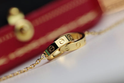 [LumiVibe]LOVE NECKLACE DOUBLE RING GOLD