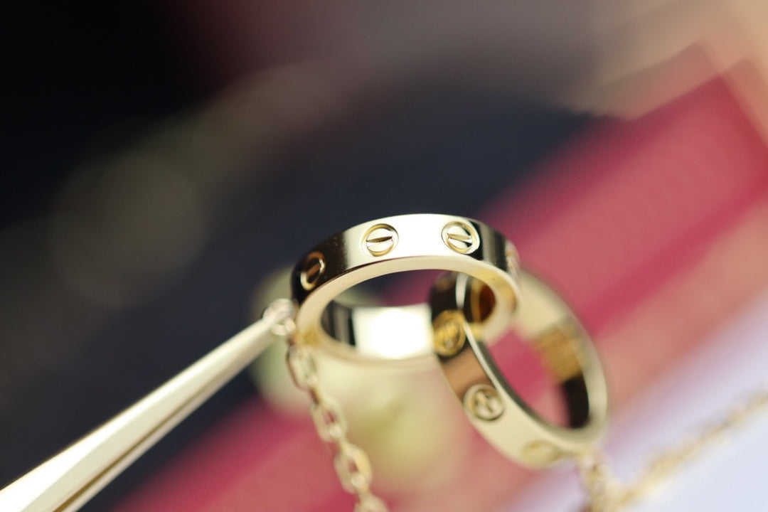 [LumiVibe]LOVE NECKLACE DOUBLE RING GOLD