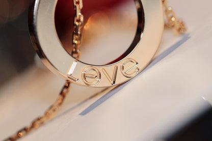 [LumiVibe]LOVE NECKLACE 16MM 6 DIAMONDS PINK GOLD