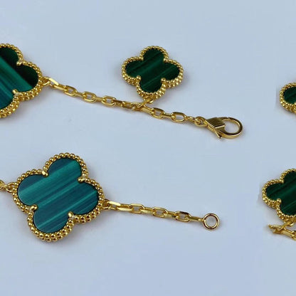 [LumiVibe]MAGIC CLOVER MALACHITE GOLD BRACELET 5 MOTIFS