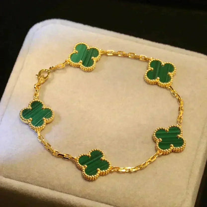 [LumiVibe] CLOVER 5 MOTIF MALACHITE BRACELET COLLECTION