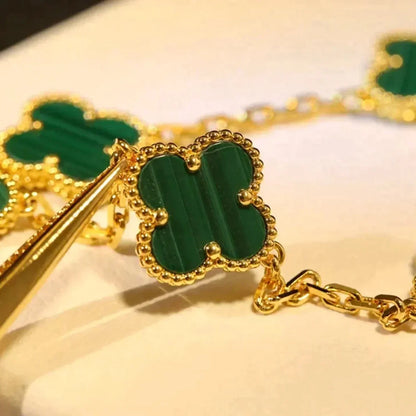 [LumiVibe] CLOVER 5 MOTIF MALACHITE BRACELET COLLECTION