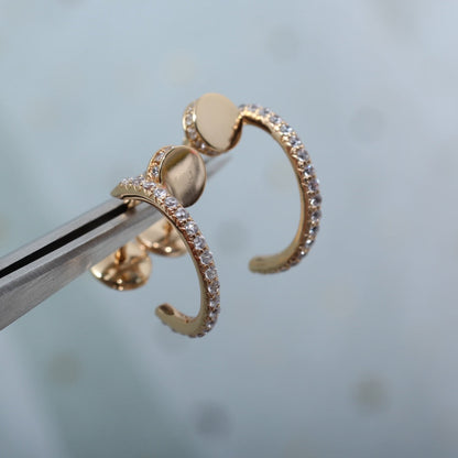 [LumiVibe]JUSTE EARRINGS 12.75MM PINK GOLD DIAMOND