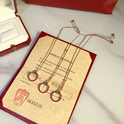 [LumiVibe]JUSTE NECKLACE GOLD RED DIAMONDS