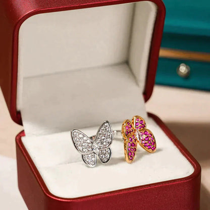 [LumiVibe]TWIN BUTTERFLY DIAMOND RING