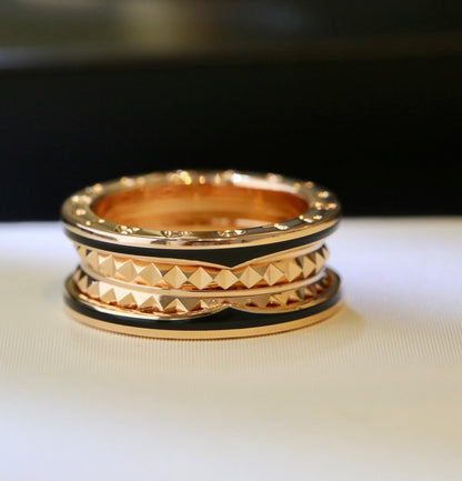 [LumiVibe]ZERO 1 PINK GOLD BLACK CERAMIC RING