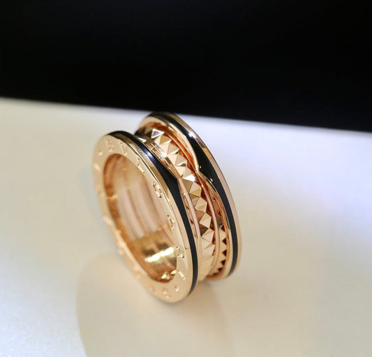 [LumiVibe]ZERO 1 PINK GOLD BLACK CERAMIC RING