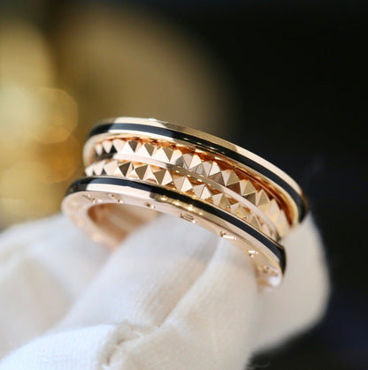 [LumiVibe]ZERO 1 PINK GOLD BLACK CERAMIC RING