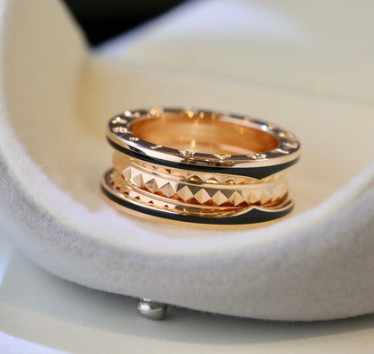 [LumiVibe]ZERO 1 PINK GOLD BLACK CERAMIC RING