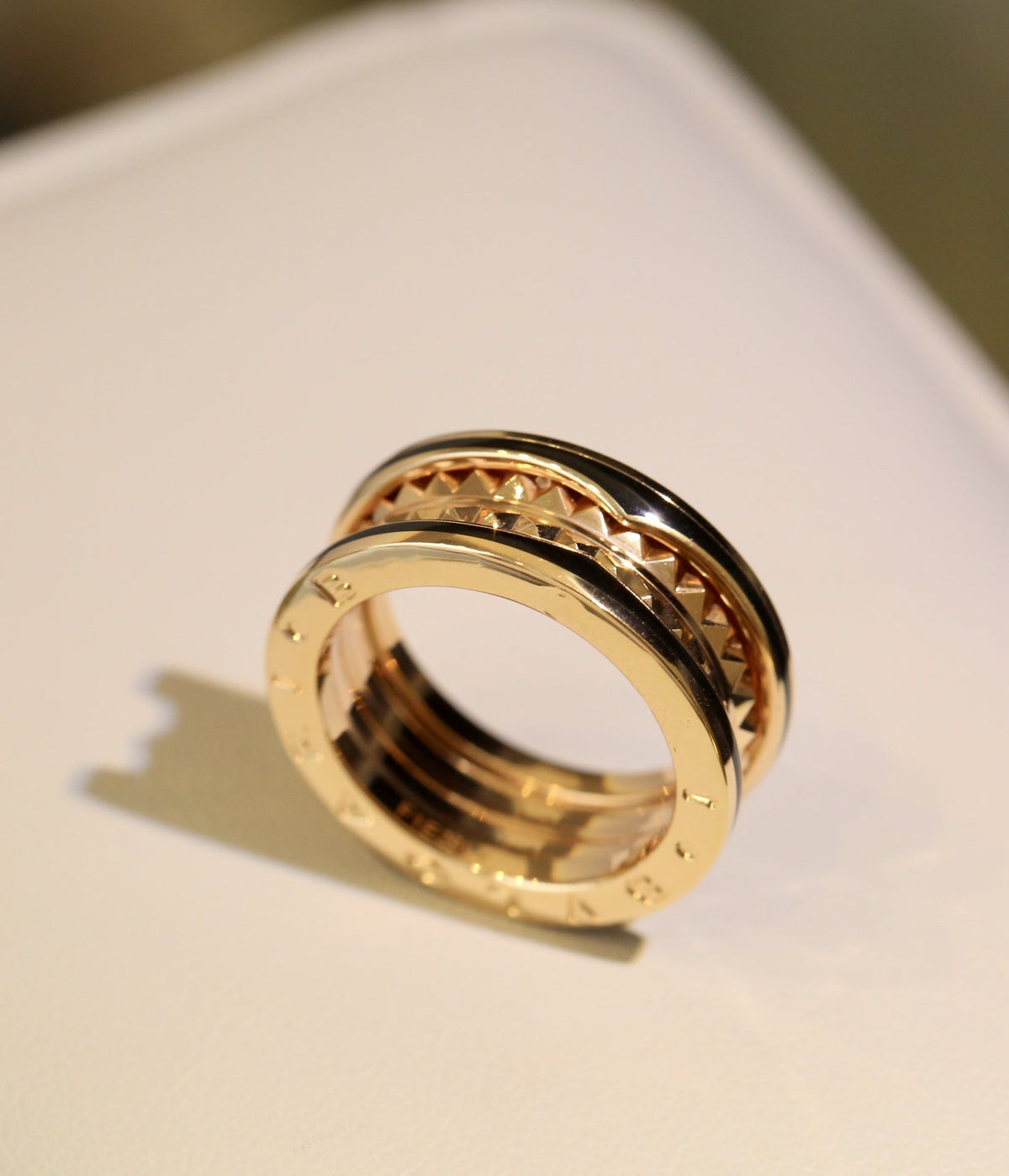 [LumiVibe]ZERO 1 PINK GOLD BLACK CERAMIC RING