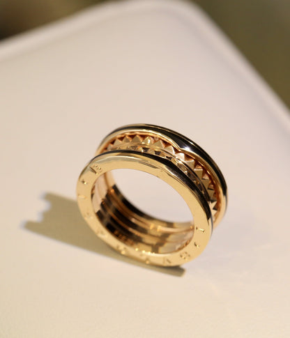 [LumiVibe]ZERO 1 PINK GOLD BLACK CERAMIC RING