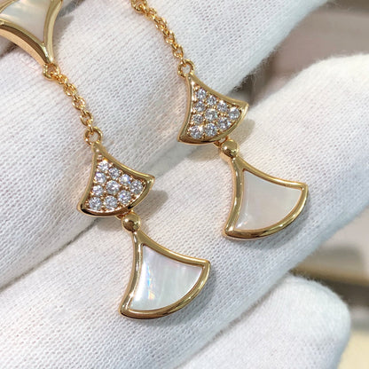 [LumiVibe]DREAM EARRINGS 3 MOTIFS DIAMOND MOP PINK GOLD