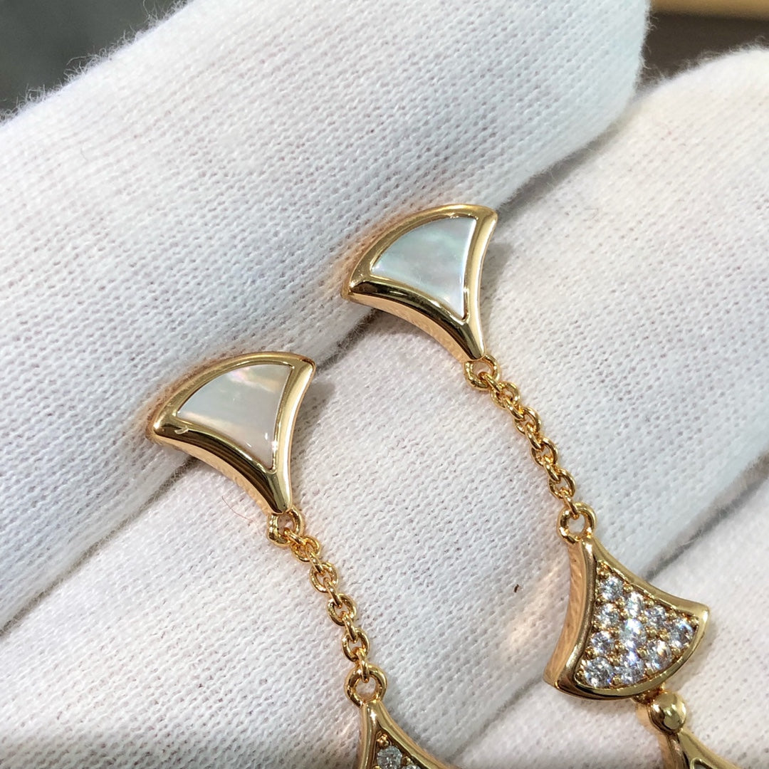 [LumiVibe]DREAM EARRINGS 3 MOTIFS DIAMOND MOP PINK GOLD