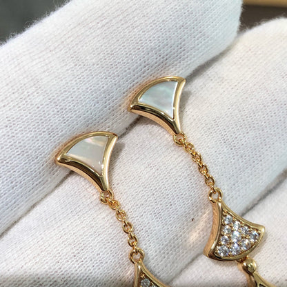 [LumiVibe]DREAM EARRINGS 3 MOTIFS DIAMOND MOP PINK GOLD
