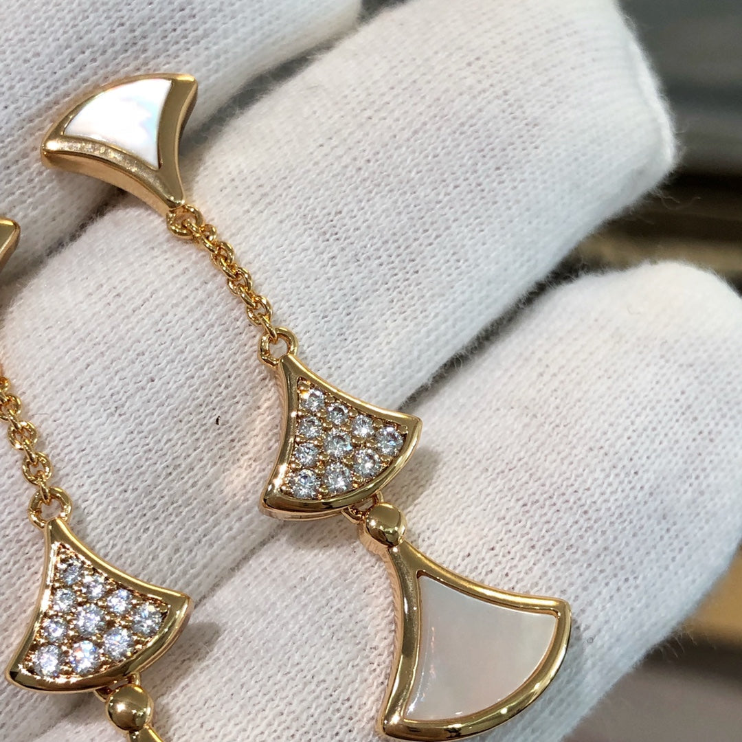 [LumiVibe]DREAM EARRINGS 3 MOTIFS DIAMOND MOP PINK GOLD