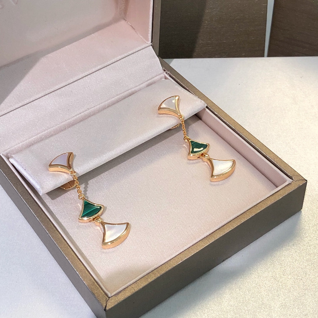 [LumiVibe]DREAM EARRINGS 3 MOTIFS MALACHITE MOP PINK GOLD
