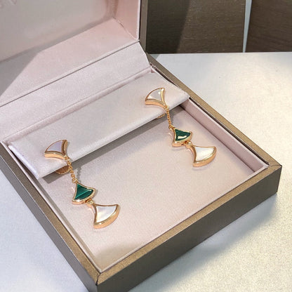 [LumiVibe]DREAM EARRINGS 3 MOTIFS MALACHITE MOP PINK GOLD