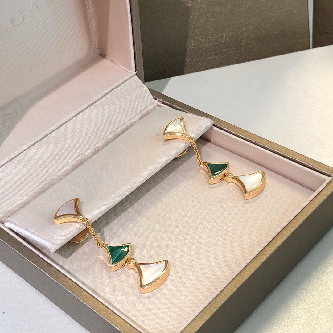 [LumiVibe]DREAM EARRINGS 3 MOTIFS MALACHITE MOP PINK GOLD