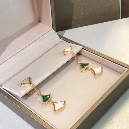 [LumiVibe]DREAM EARRINGS 3 MOTIFS MALACHITE MOP PINK GOLD