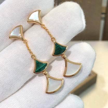 [LumiVibe]DREAM EARRINGS 3 MOTIFS MALACHITE MOP PINK GOLD