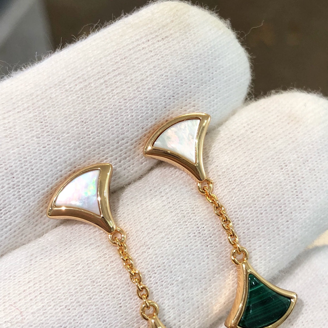 [LumiVibe]DREAM EARRINGS 3 MOTIFS MALACHITE MOP PINK GOLD