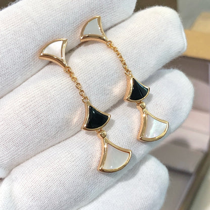 [LumiVibe]DREAM EARRINGS 3 MOTIFS ONYX MOP PINK GOLD