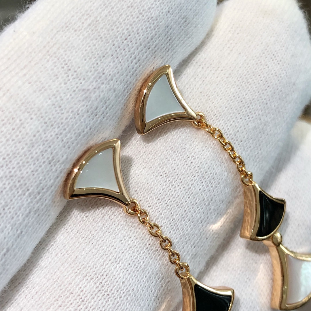 [LumiVibe]DREAM EARRINGS 3 MOTIFS ONYX MOP PINK GOLD