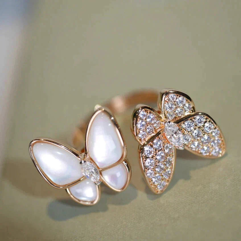 [LumiVibe]TWIN BUTTERFLY DIAMOND MOP RING