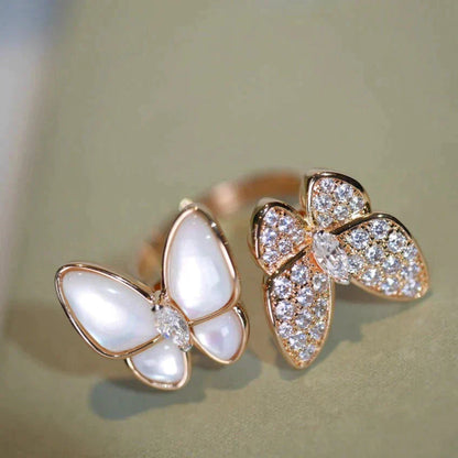 [LumiVibe]TWIN BUTTERFLY DIAMOND MOP RING