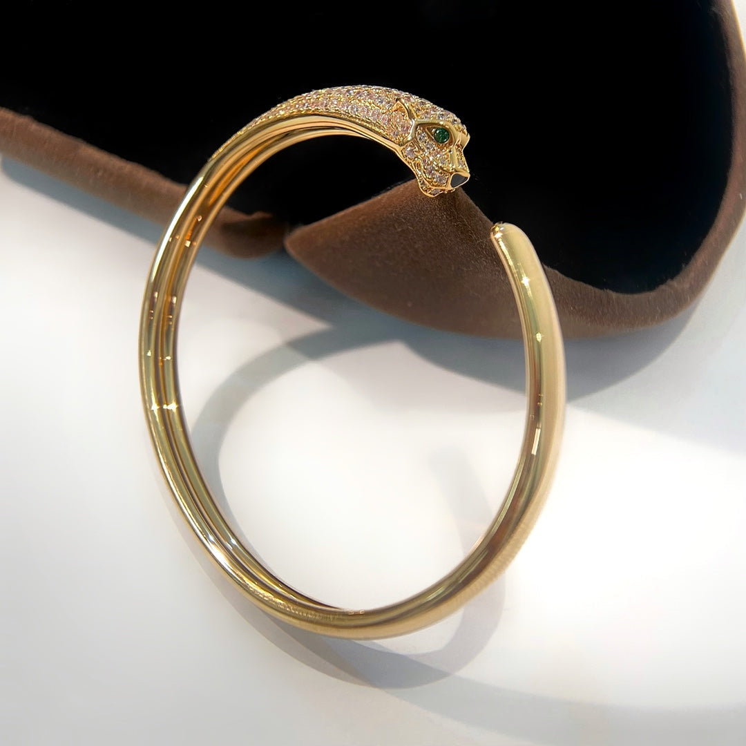 [LumiVibe]PANTHERE GOLD DIAMOND OPEN BRACELET