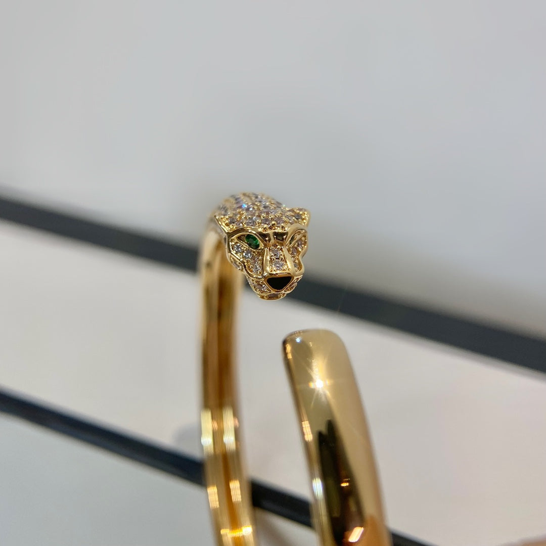 [LumiVibe]PANTHERE GOLD DIAMOND OPEN BRACELET