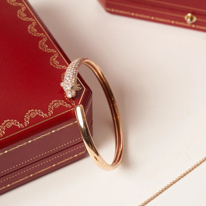 [LumiVibe]PANTHERE ROSE GOLD DIAMOND OPEN BRACELET